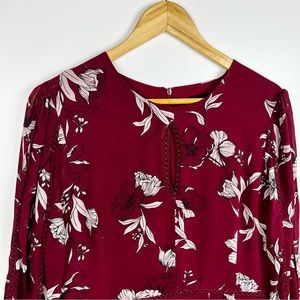 Bardot Cranberry Floral Tiered Dress